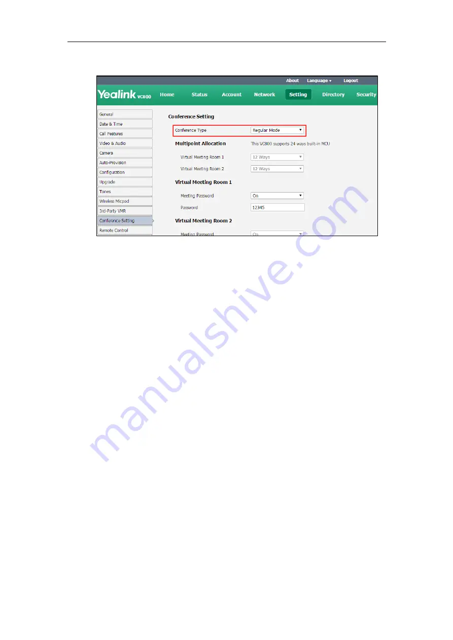 Yealink MeetingSpace VC800 Administrator'S Manual Download Page 144