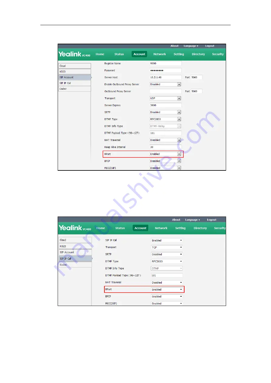 Yealink VC400 Administrator'S Manual Download Page 107