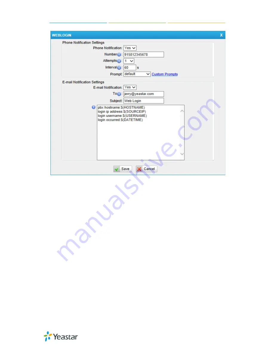 Yeastar Technology MyPBX U100 Administrator'S Manual Download Page 34