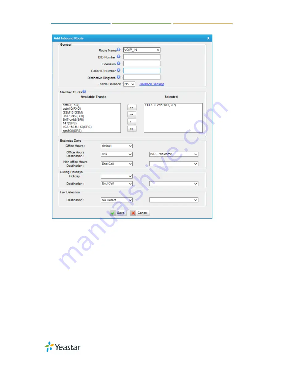 Yeastar Technology MyPBX U100 Administrator'S Manual Download Page 144