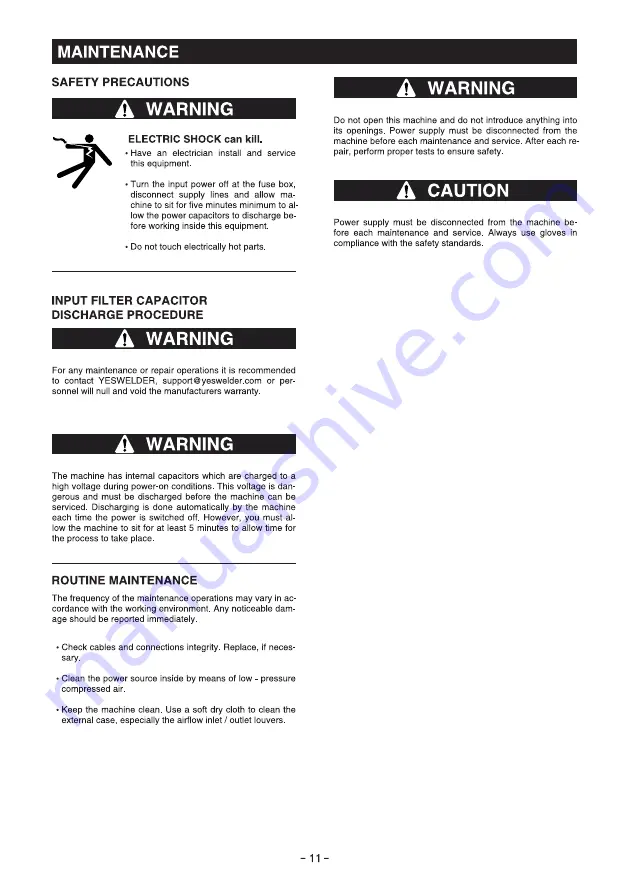 Yeswelder YWA-160 User Manual Download Page 14