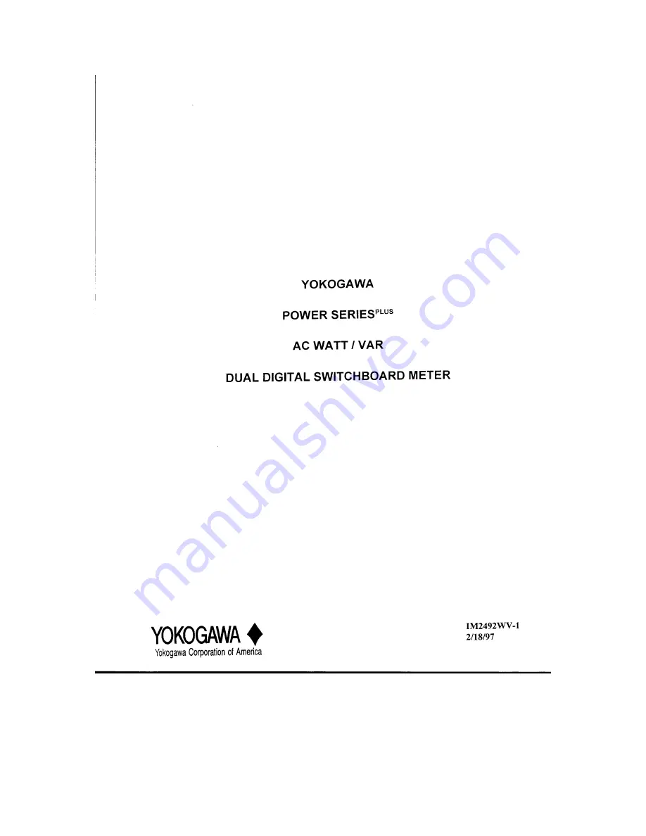 YOKOGAWA Power Series Plus Manual Download Page 1