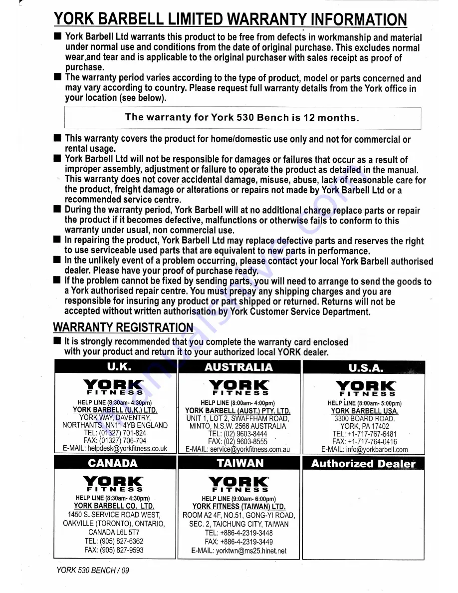 York Fitness 530 Instruction Manual Download Page 10