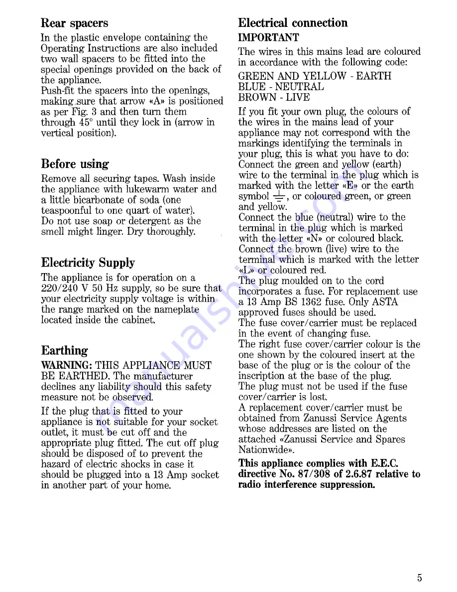 Zanussi DR 83/L Instructions For Use Manual Download Page 5