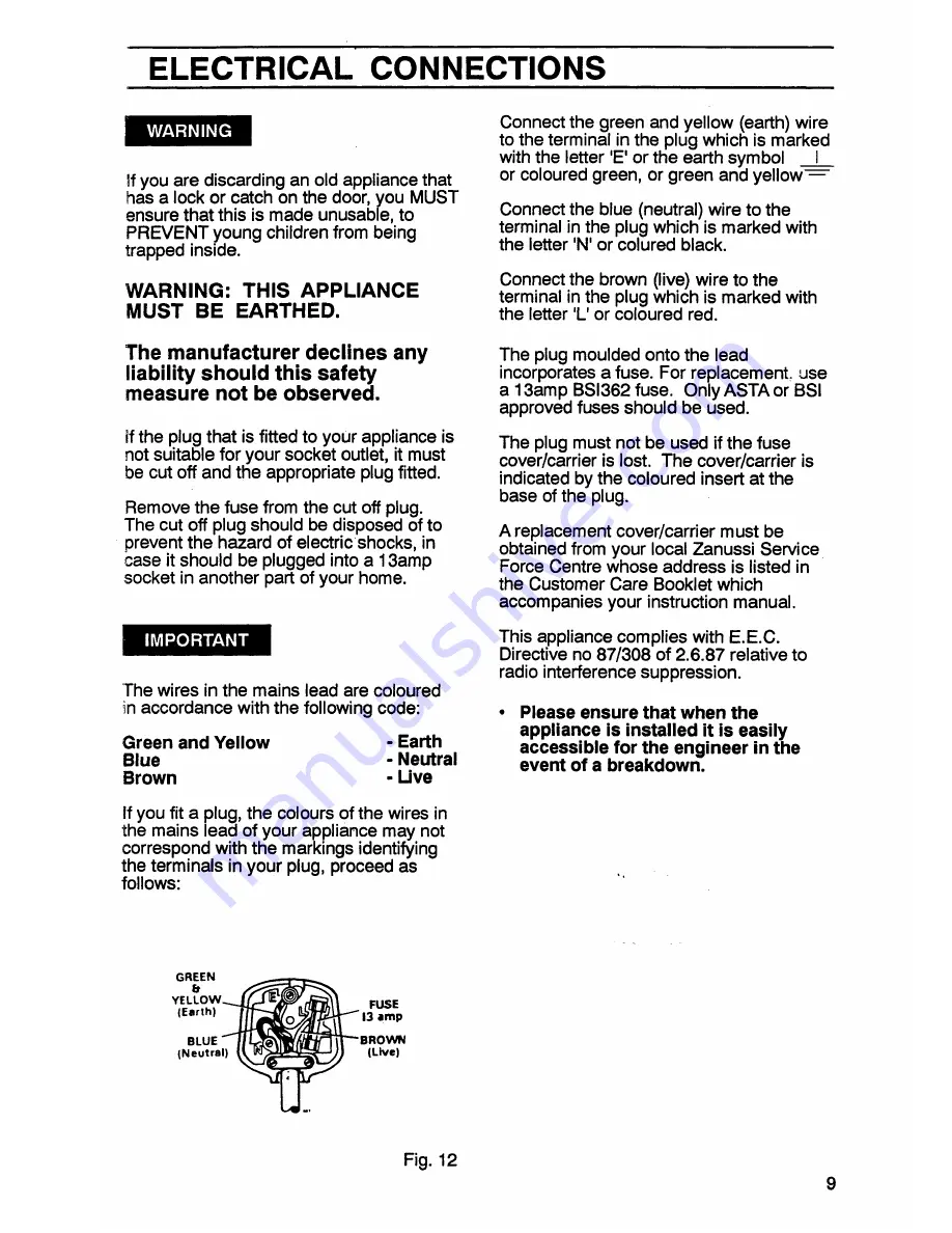 Zanussi DVi 35 Instruction Booklet Download Page 11