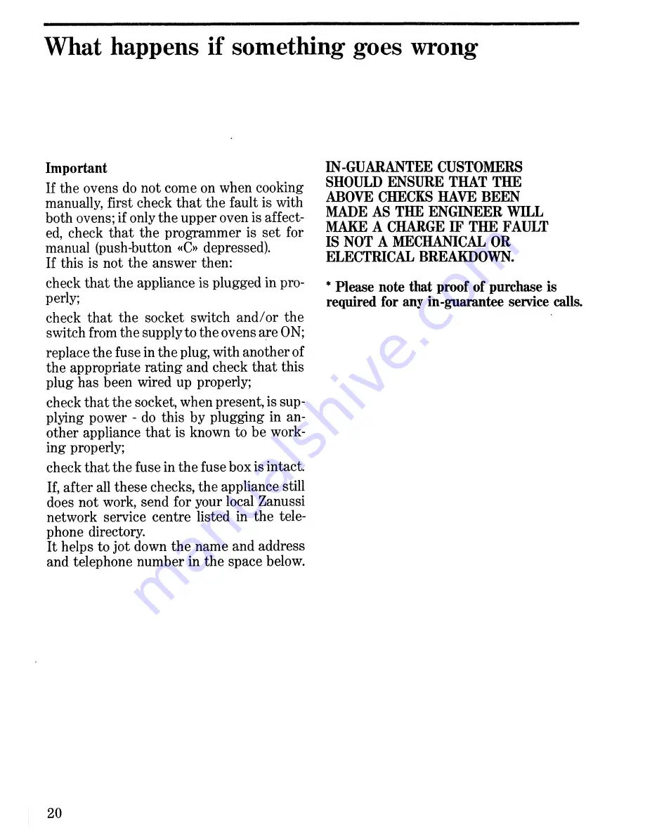 Zanussi FBI 773 B Instructions For Use And Care Manual Download Page 20