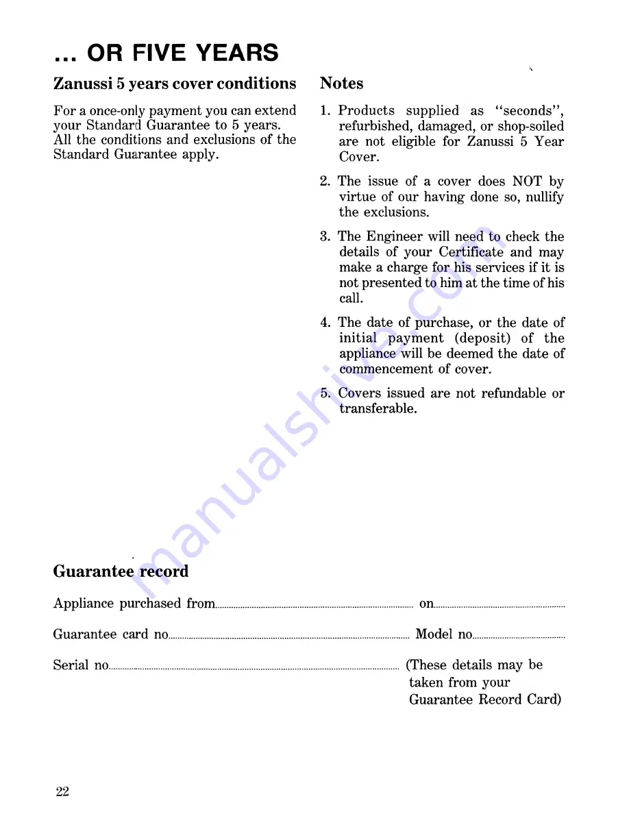 Zanussi FM 5230 Instruction Booklet Download Page 22