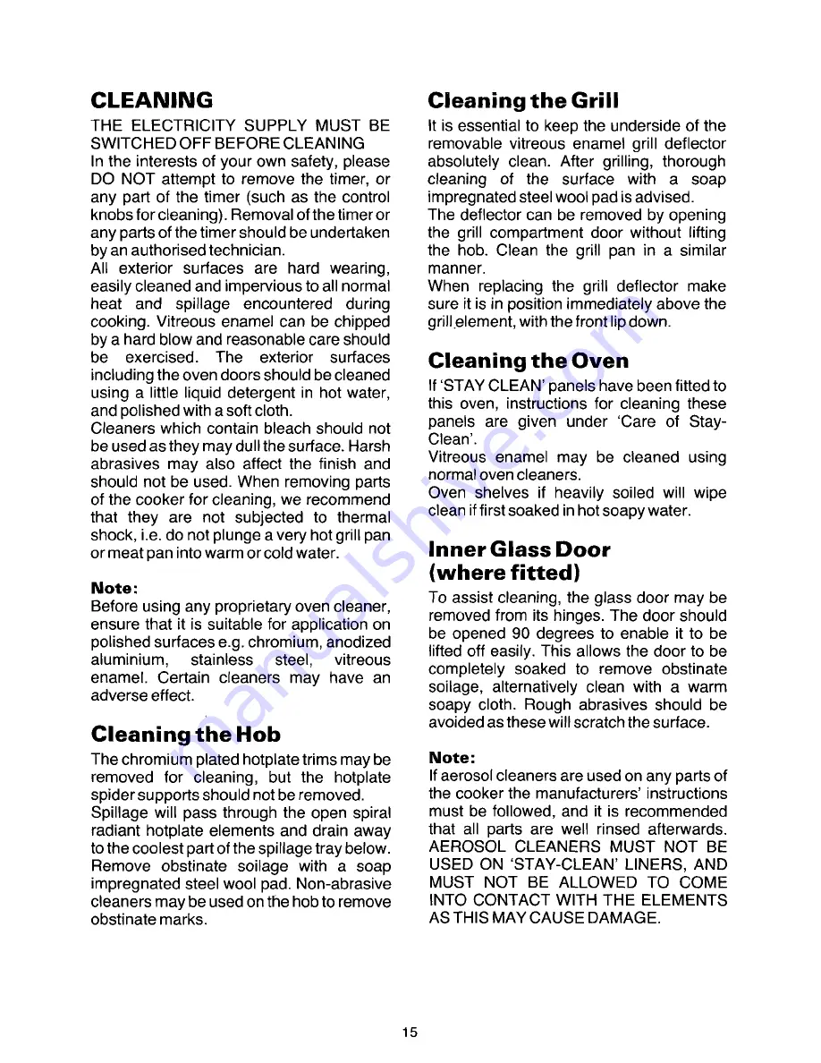 Zanussi SC9412 Instructions For The Use And Care Download Page 17