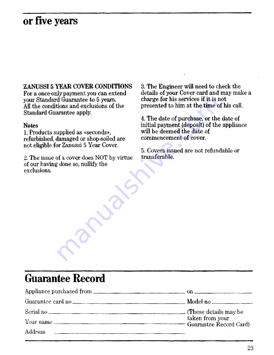 Zanussi ZF45 Instructions For The Use And Care Download Page 23