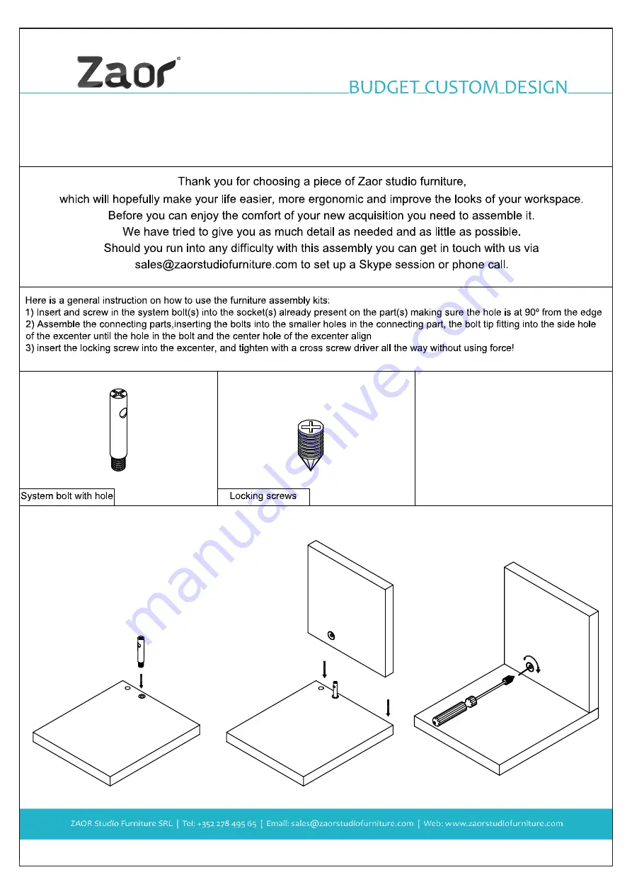 Zaor Vision W Assembly Manual Download Page 2