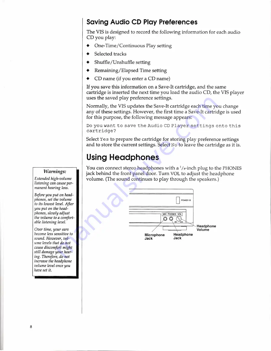 Zenith VIS2000 Owner'S Manual Download Page 8