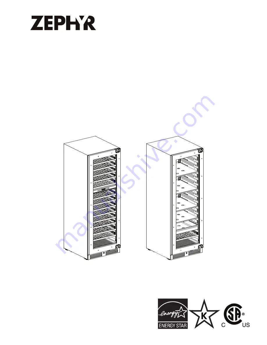 Zephyr Presrv PRW24F02CPG Use, Care And Installation Manual Download Page 37