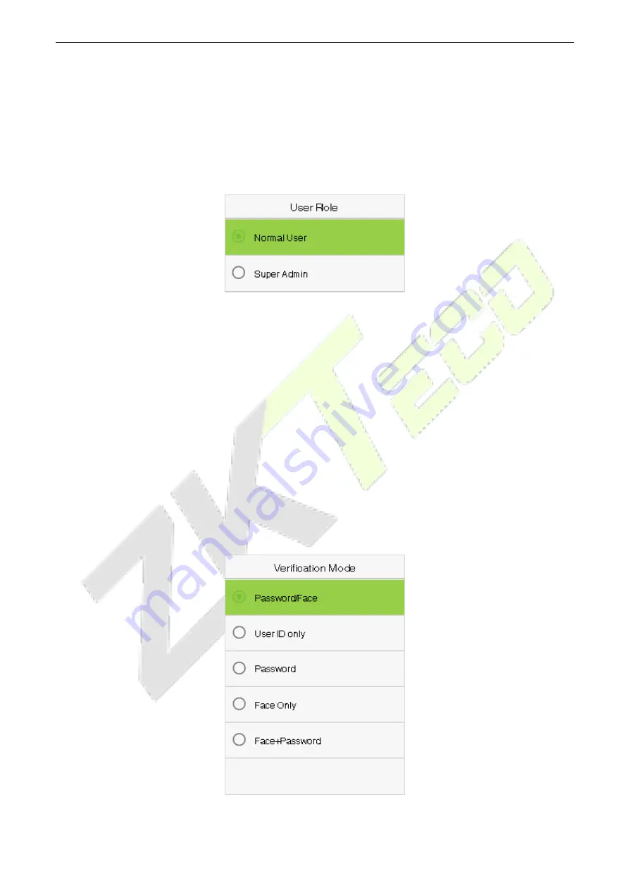 ZKTeco LFace10 User Manual Download Page 20